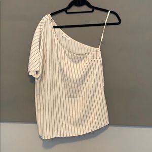 One sleeve a Babaton satin blouse